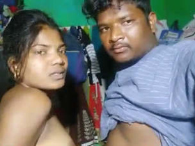 Indian couple in a village gets intimate on camera