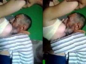 Chubby Arab woman gives boob milk to old man