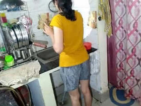 Indian woman Savitha gets vigorously penetrated by her partner in the kitchen
