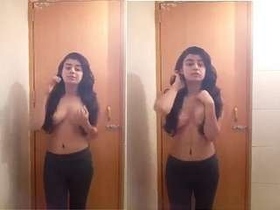 Cute Indian girl strips down and reveals her breasts and vagina