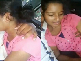 A lovely Indian girl performs oral sex in a car