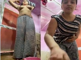 Sexy Indian girl strips down and reveals her nude body for money