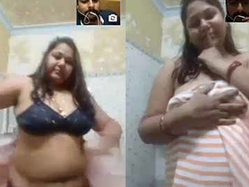 Indian aunt with big breasts has video call