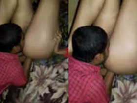 Indian aunt's vagina being orally pleasured