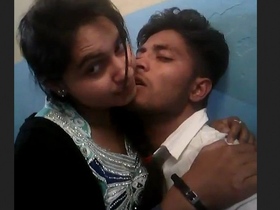 Romantic couple smooching and making out