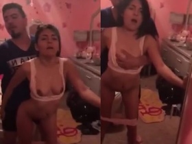 Watch a couple bang hard in standing position