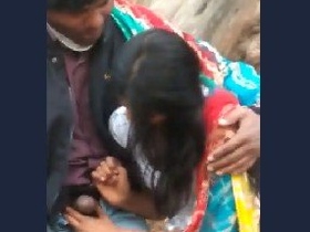 Outdoor BJ with Desi girl in village setting