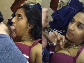 Attractive woman performs oral sex