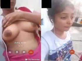 Indian girl teases with her breasts and masturbates on video call