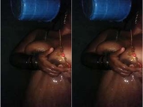 Watch a Tamil wife take a bath in the privacy of her own home