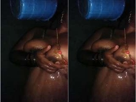 Watch a Tamil wife take a bath in the privacy of her own home