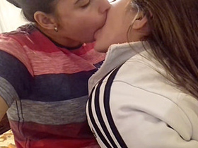 Horny lesbians indulge in deep kissing and oral stimulation