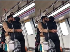Desi lovers kissing in public transportation