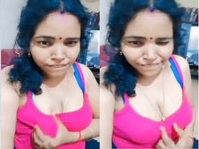 Busty south Indian wife flaunts her breasts and vagina