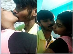 Desi couple shares a passionate kiss in bed