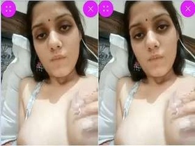 Excited babe reveals her big boobs