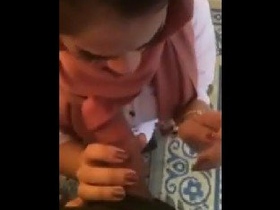 A seductive woman performs oral sex on her partner