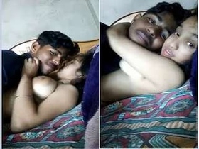 Watch a stunning girl pleasure her man by sucking his breasts in a seductive gaze