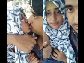 Beautiful hijabi girl gives blowjob to her lover