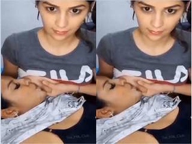 Amateur girl enjoys sucking boobs in exclusive video