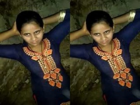 Amateur couple's passionate romance and sex in village
