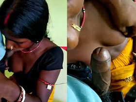 Indian wife gives a sloppy blowjob