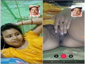Horny desi wife teases and pleases her partner through videocall