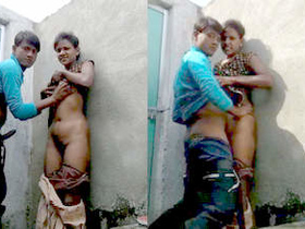 A rural couple engages in a swift outdoor sexual encounter