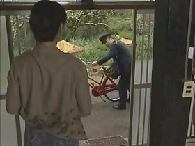 Japanese postman gets a bj from a horny housewife
