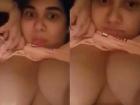 Indian wife flaunts impressive large breasts