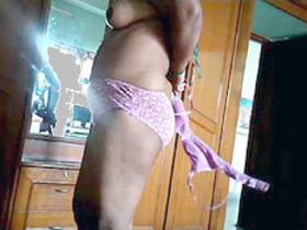 Indian matron clad in bra