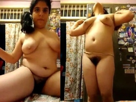 Watch a hairy girl get naked and show off her pussy in this video