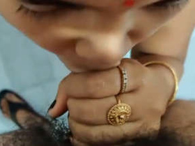 Bengali girl gives a sensual blowjob and has sex in the bathroom