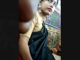 Charming girl performs oral sex outdoors