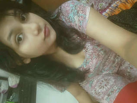 Cute desi teen with small boobs gets naughty on camera