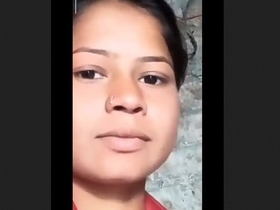 Village girl flaunts her ample bosom in the open air