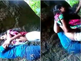 Exclusive cutie enjoys outdoor boob play and sucking