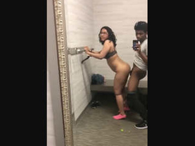 Indian couple has fun in the bathroom during break