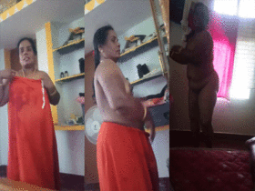 Mature Aunty in Tamil gets naked and shows off on camera