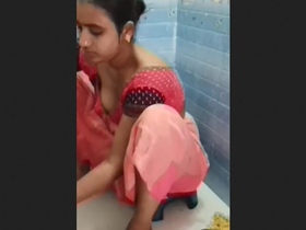Bhabhi's spouse records her while she takes a bath