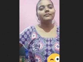 Indian girl flaunts her big boobs in a video call