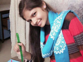 Cute Indian girl gives her boyfriend a blowjob in bed