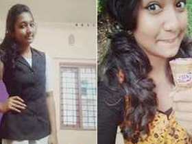 Indian desi girl enjoys solo playtime in the restroom