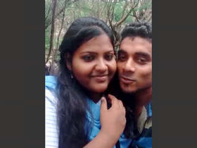 Indian college lovers' romantic encounter in the open air