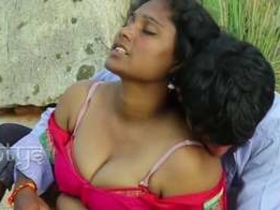 Intense kissing and sensual navel exploration with ample cleavage display