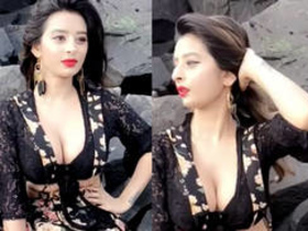 Indian beauty Ankita flaunts her ample bosom