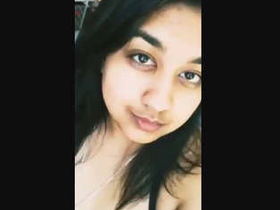 Chubby girlfriend teases her soft ass and then plays with her breasts