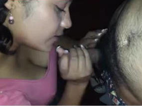 Indian girlfriend gives oral pleasure to her partner