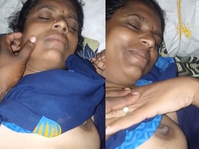 Tamil aunty's boobs squeezed and exposed on camera