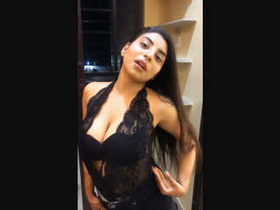 Arousing university lady in black outfit delivers a sensuous display